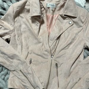 Pink suede moto jacket